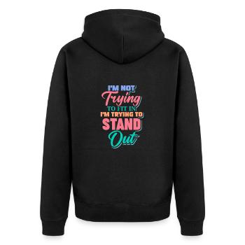 Androgyn, LGBTQI, queer, genderfluid, nicht-binär - Unisex Premium Bio Zip Hoodie - Schwarz - Hinten - Nico (187cm)