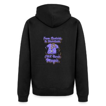 CNA Nurse Magic Certified Nurse Assistant - Unisex Premium Organic Zip Hoodie - black - Back - Nico (187cm)