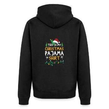 Pyjama Shirt - Unisex Premium Bio Zip Hoodie - Schwarz - Hinten - Nico (187cm)