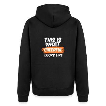 This Is What Cheerful Looks Like Uplifting - Unisex Premium Organic Zip Hoodie - black - Back - Nico (187cm)