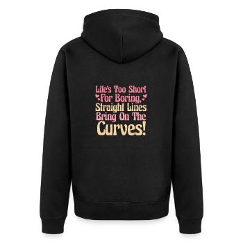 Kurviger Kükenkörper Positiv Zuversichtlich - Unisex Premium Bio Zip Hoodie - Schwarz - Hinten - Nico (187cm)