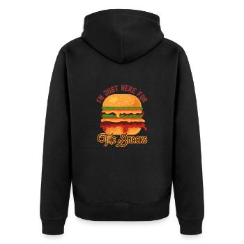 Ich bin nur hier für den Fast-Food-Liebhaber von Snacks - Unisex Premium Bio Zip Hoodie - Schwarz - Hinten - Nico (187cm)