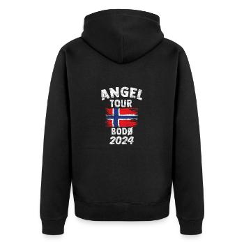 BODÖ 2024 Angel Tour Norwegen - Unisex Premium Bio Zip Hoodie - Schwarz - Hinten - Nico (187cm)