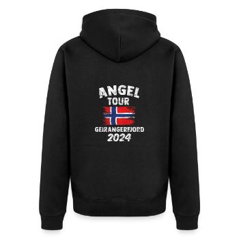 GEIRANGERFJORD 2024 Fishing Tour Norway - Unisex Premium Organic Zip Hoodie - black - Back - Nico (187cm)