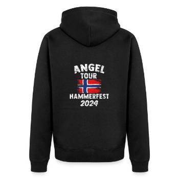 HAMMERFEST 2024 Fishing Tour Norway - Unisex Premium Organic Zip Hoodie - black - Back - Nico (187cm)