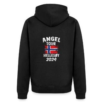 Hellesöy 2024 Angel Tour Norwegen Personalisierbar - Unisex Premium Bio Zip Hoodie - Schwarz - Hinten - Nico (187cm)