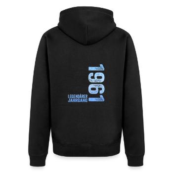 63. Geburtstag Legendärer Jahrgang 1961 63 Jahre - Unisex Premium Bio Zip Hoodie - Schwarz - Hinten - Nico (187cm)
