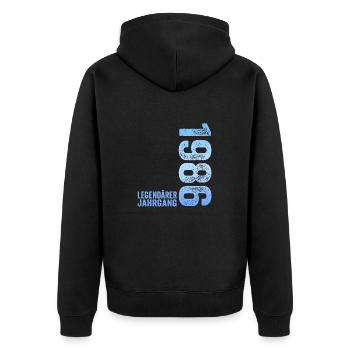 38. Geburtstag Legendärer Jahrgang 1986 38 Jahre - Unisex Premium Bio Zip Hoodie - Schwarz - Hinten - Nico (187cm)