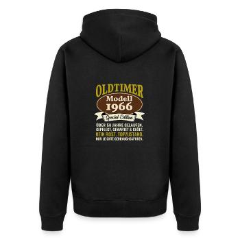 58. Geburtstag Oldtimer Modell 1966 58 Jahre - Unisex Premium Bio Zip Hoodie - Schwarz - Hinten - Nico (187cm)