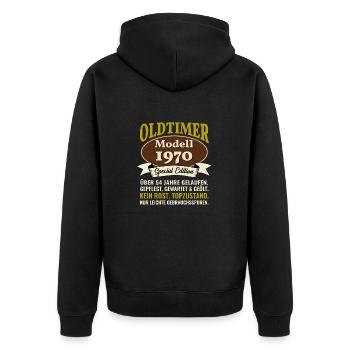 54. Geburtstag Oldtimer Modell 1970 54 Jahre - Unisex Premium Bio Zip Hoodie - Schwarz - Hinten - Nico (187cm)