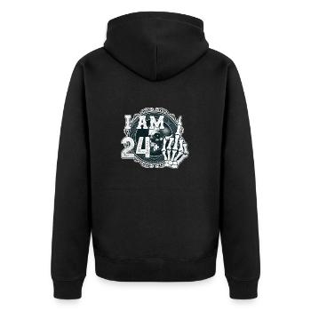 I'm 24 plus 1 middle finger Skull funny 25th - Unisex Premium Organic Zip Hoodie - black - Back - Nico (187cm)