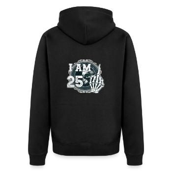 I'm 25 plus 1 middle finger Skull funny 26th - Unisex Premium Organic Zip Hoodie - black - Back - Nico (187cm)