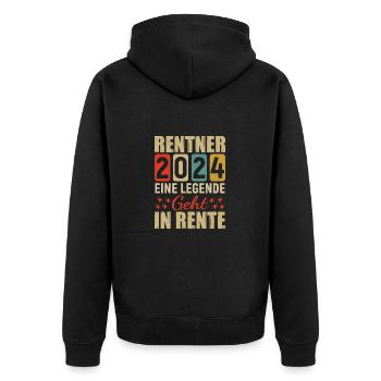 Rentner 2024 Eine Legende Geht In Rente Geschenke - Unisex Premium Bio Zip Hoodie - Schwarz - Hinten - Nico (187cm)