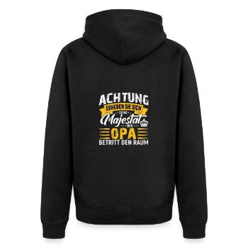 Majesty Grandpa Birthday Grandfather - Unisex Premium Organic Zip Hoodie - black - Back - Nico (187cm)