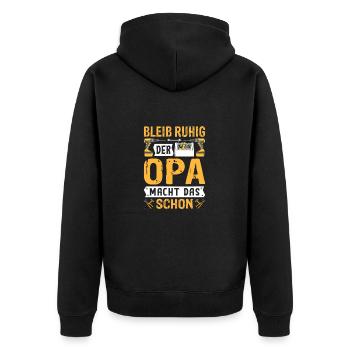Opa Handwerker Geburtstag Spruch Shirt - Unisex Premium Bio Zip Hoodie - Schwarz - Hinten - Nico (187cm)
