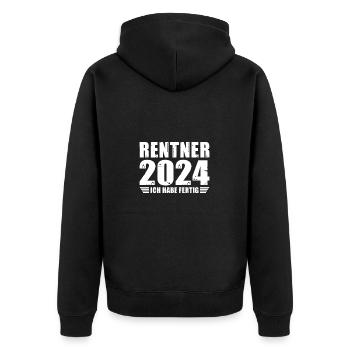 Pensionär Rente Ruhestand Lustiger Herren Rentner - Unisex Premium Bio Zip Hoodie - Schwarz - Hinten - Nico (187cm)