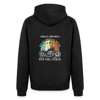 Biker Brother Just Much Cooler Gentlemen Retired Motor - Unisex Premium Organic Zip Hoodie - black - Back - Nico (187cm)