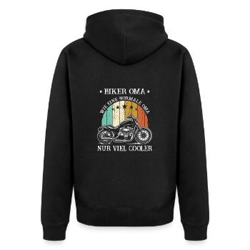 Biker Granny Just Much Cooler Women Pension Retirement - Unisex Premium Organic Zip Hoodie - black - Back - Nico (187cm)