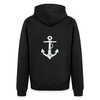 Cooles Anker Design - Unisex Premium Bio Zip Hoodie - Schwarz - Hinten - Nico (187cm)