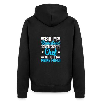 Ruhestand Rente Lustig 2024 2025 2026 - Unisex Premium Bio Zip Hoodie - Schwarz - Hinten - Nico (187cm)
