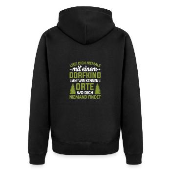 Dorfkinder Orte Bauernhof Dorfkind - Unisex Premium Bio Zip Hoodie - Schwarz - Hinten - Nico (187cm)