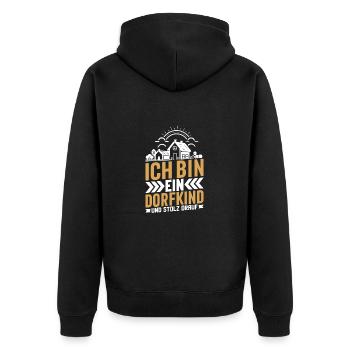 Ich Bin Das Dorfkind - Unisex Premium Bio Zip Hoodie - Schwarz - Hinten - Nico (187cm)