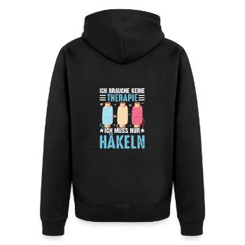 Crochet Knitting Yarn Sewing Gifts Hobby Saying - Unisex Premium Organic Zip Hoodie - black - Back - Nico (187cm)