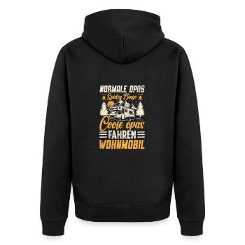 Normal Grandpas Riding Bikes Cool Grandpas Camper - Unisex Premium Organic Zip Hoodie - black - Back - Nico (187cm)