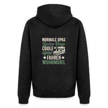 Lustig Opa Wohnmobil Bingo - Unisex Premium Bio Zip Hoodie - Schwarz - Hinten - Nico (187cm)