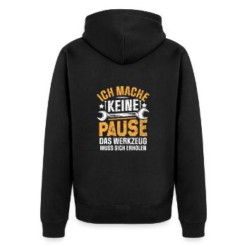 Mein Werkzeug muss sich erholen - Unisex Premium Bio Zip Hoodie - Schwarz - Hinten - Nico (187cm)