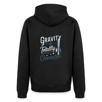 Gravity est un modèle réduit de fusée totalement surestimé - Veste à capuche bio Premium Unisexe - noir - Dos - Nico (187cm)