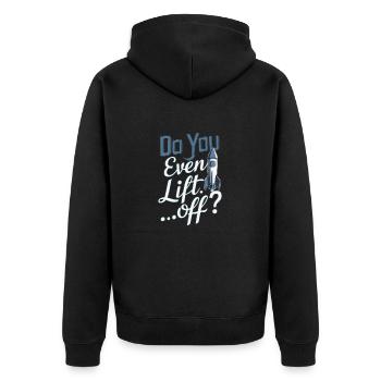 Hebst du überhaupt Funny Model Rocket Builder ab? - Unisex Premium Bio Zip Hoodie - Schwarz - Hinten - Nico (187cm)