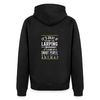 Smart People Activity LARPing Quote - Unisex Premium Organic Zip Hoodie - black - Back - Nico (187cm)