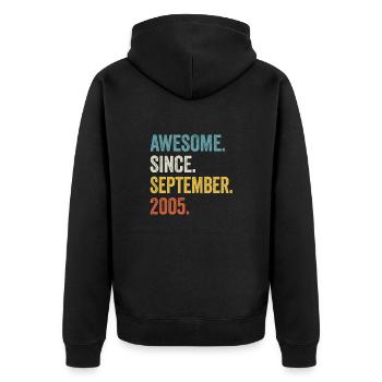 Awesome Since September 2005 19th Birthday - Unisex Premium Organic Zip Hoodie - black - Back - Nico (187cm)