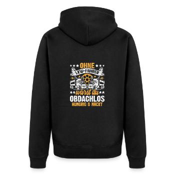 LKW Fahrer Trucker Spruch - Unisex Premium Bio Zip Hoodie - Schwarz - Hinten - Nico (187cm)