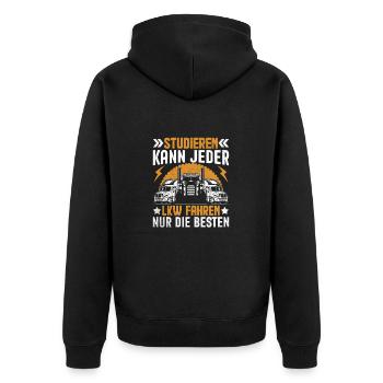 Studieren Kann Jeder LKW Fahrer Nur Die Besten - Unisex Premium Bio Zip Hoodie - Schwarz - Hinten - Nico (187cm)