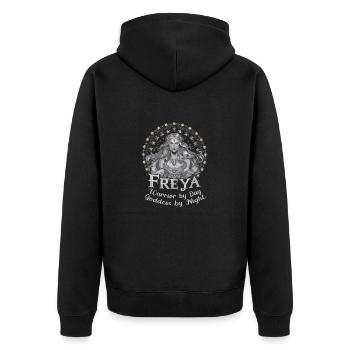 Mythical Norse Goddess Freya Legendary Artwork - Unisex Premium Organic Zip Hoodie - black - Back - Nico (187cm)