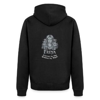 Freya Norse Mythology Art Inspired - Unisex Premium Organic Zip Hoodie - black - Back - Nico (187cm)