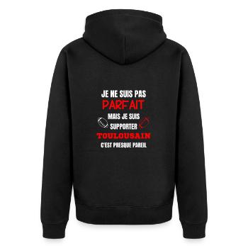 Supporteur Toulousain Parfait Rugby - Veste à capuche bio Premium Unisexe - noir - Dos - Nico (187cm)