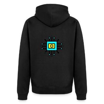 Chip Digital Computer Sensor - Unisex Premium Bio Zip Hoodie - Schwarz - Hinten - Nico (187cm)