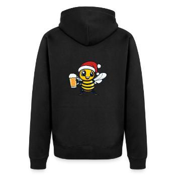 Biene Weihnachten Bier - Unisex Premium Bio Zip Hoodie - Schwarz - Hinten - Nico (187cm)
