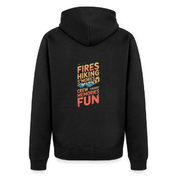 Fires Hiking Smores Camping Mountain Camper Hiker - Unisex Premium Organic Zip Hoodie - black - Back - Nico (187cm)