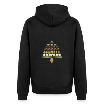 Bayrisch Weihnachtsbaum Leberkäs Weißwurst Servus - Unisex Premium Bio Zip Hoodie - Schwarz - Hinten - Nico (187cm)
