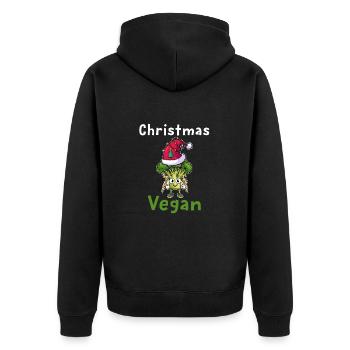 Christmas Broccoli - Unisex Premium Organic Zip Hoodie - black - Back - Nico (187cm)