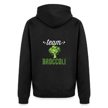 Team Broccoli - Unisex Premium Organic Zip Hoodie - black - Back - Nico (187cm)