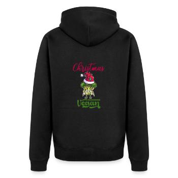 Christmas Weihnachten Vegan - Unisex Premium Bio Zip Hoodie - Schwarz - Hinten - Nico (187cm)