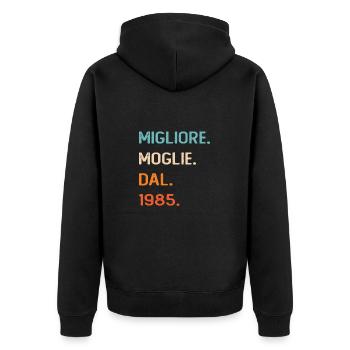 Wife since 1985 - Unisex Premium Organic Zip Hoodie - black - Back - Nico (187cm)