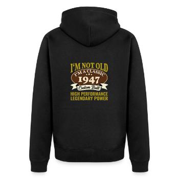 78e anniversaire Voiture classique Né en 1947 78 ans - Veste à capuche bio Premium Unisexe - noir - Dos - Nico (187cm)