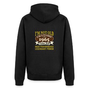 60. Geburtstag Oldtimer Jahrgang 1965 60 Jahre - Unisex Premium Bio Zip Hoodie - Schwarz - Hinten - Nico (187cm)