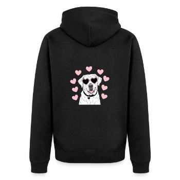 Cute Labrador with Hearts |Dog lover - Unisex Premium Organic Zip Hoodie - black - Back - Nico (187cm)